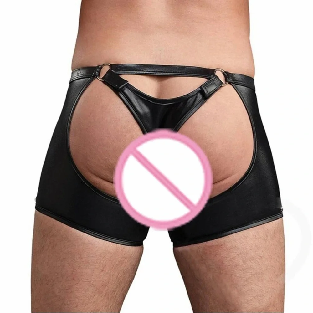 Rivet Latex Open Butt Jockstrap PU Leather Clubwear - Picture 3 of 4